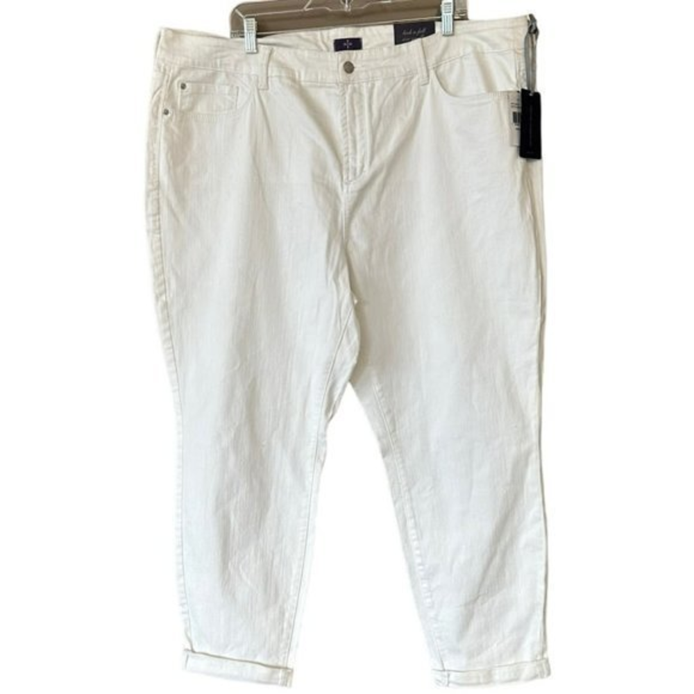 NWT Not Your Daughters Jeans White Skinny Boyfriend‎ Jeans Sz 22W